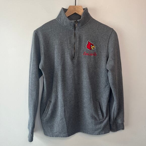 Louisville Cardinals Women's Half Zip Pullover Sweatshirt Heather Charcoal Small - Picture 1 of 6